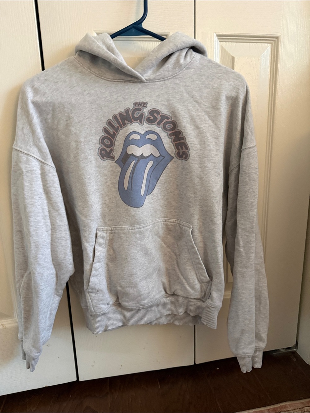 the Rolling Stones Crewneck Sweatshirt - Light Gray with Blue Logo